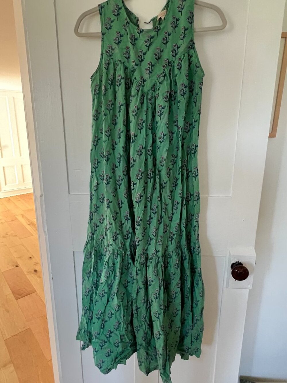 Pink Chicken Green Block Print Maxi Dress - Size XS